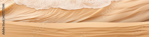 Sand Pattern Shaped By The Ocean Waves Copy Space. Panoramic Banner