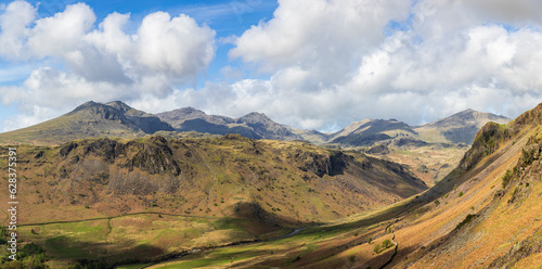 Views of Scafell Pike from Hardknott pass near Eskdale in the Lake District Cumbria north east England UK photo