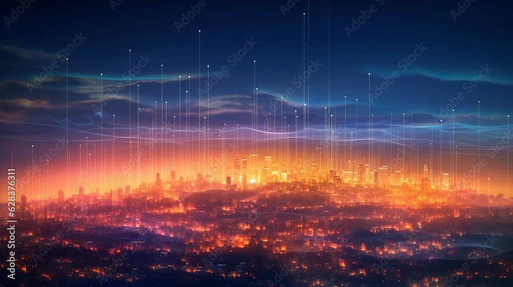 Fototapeta premium デジタルと都市風景,Generative AI AI画像
