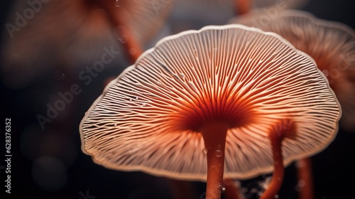  a close up of a mushroom with a blurry background. generative ai