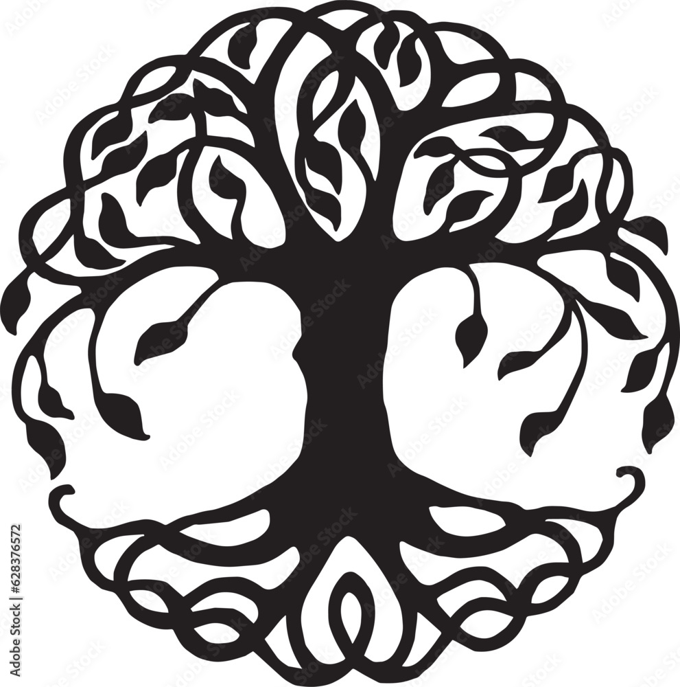 tree of life black on white background vector logo lasercut Stock ...