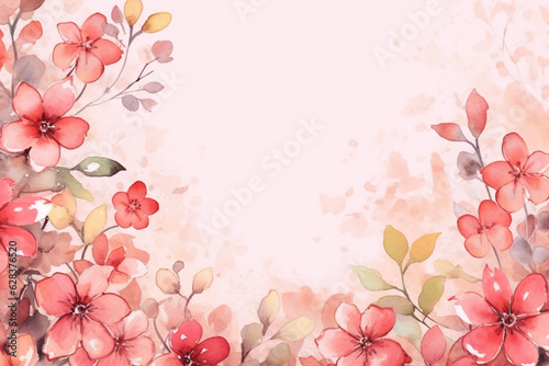 Greeting card with watercolor flowers.ai generated 
