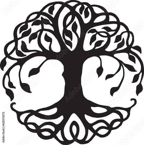 tree of life black on white background vector logo lasercut