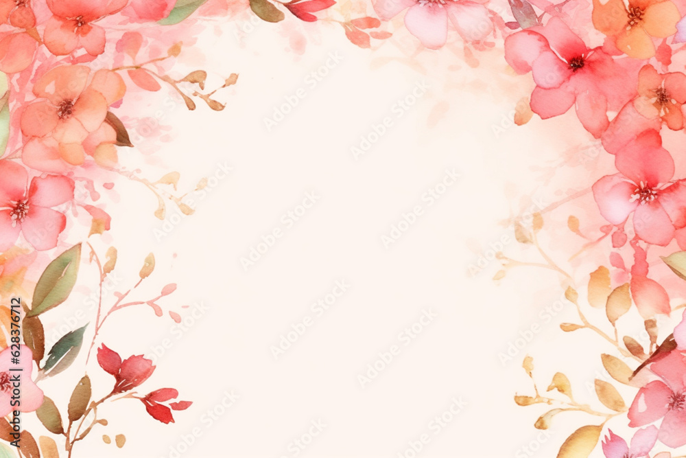 Greeting card with watercolor flowers.ai generated 