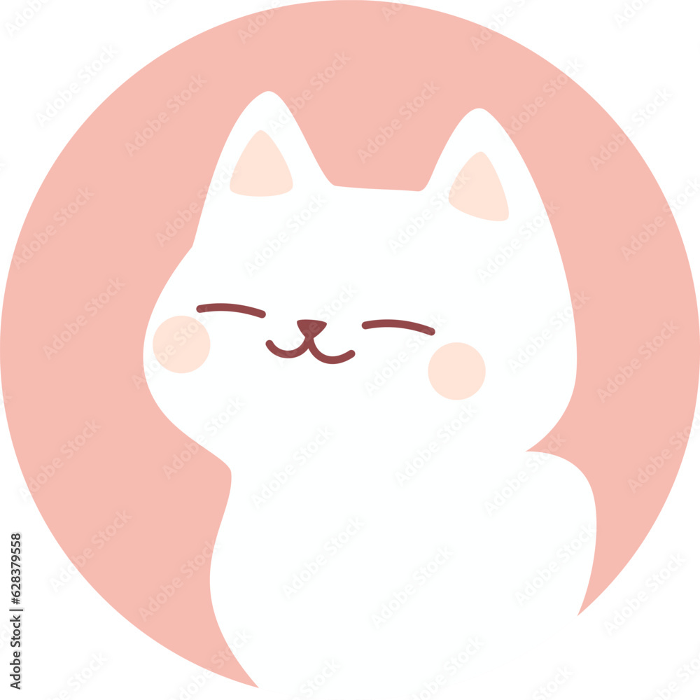 Vector funny avatar. Cute white cats in minimalistic style. . Vector illustration Vector funny avatar. Cute white cats in minimalistic style. . Vector illustration