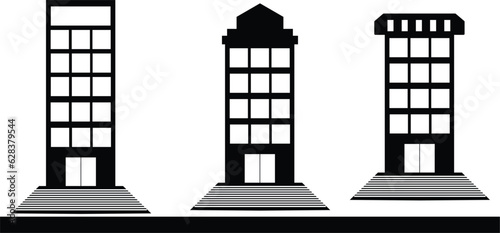 black and white hotel building vector bundle