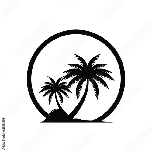 Coconut Tree Logo Design  Beach Plant Vector  Palm Tree Summer  Illustration Template