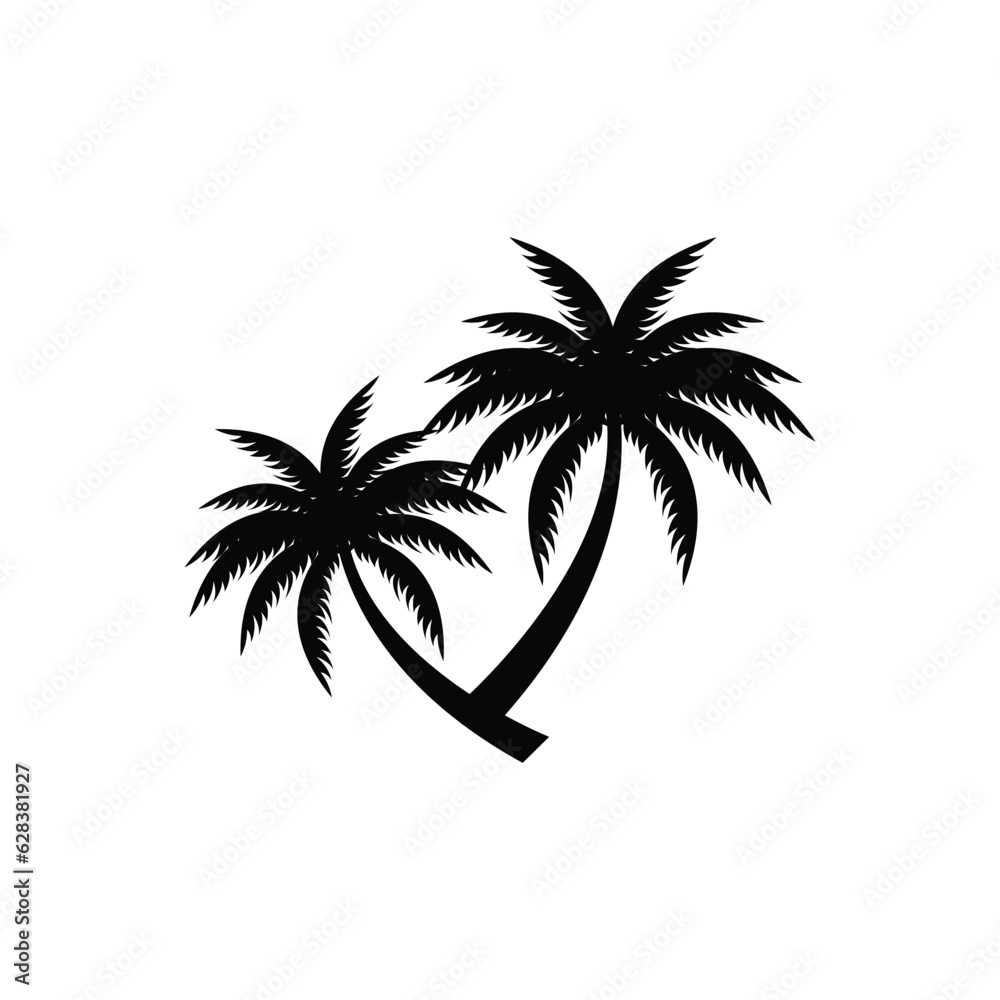 Coconut Tree Logo Design, Beach Plant Vector, Palm Tree Summer, Illustration Template