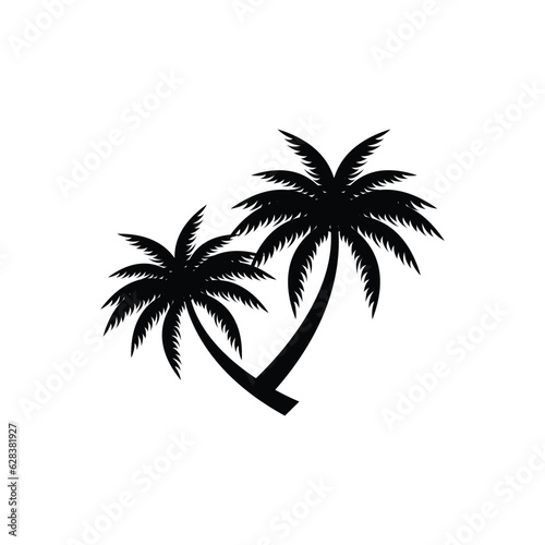 Coconut Tree Logo Design, Beach Plant Vector, Palm Tree Summer, Illustration Template © Arya19