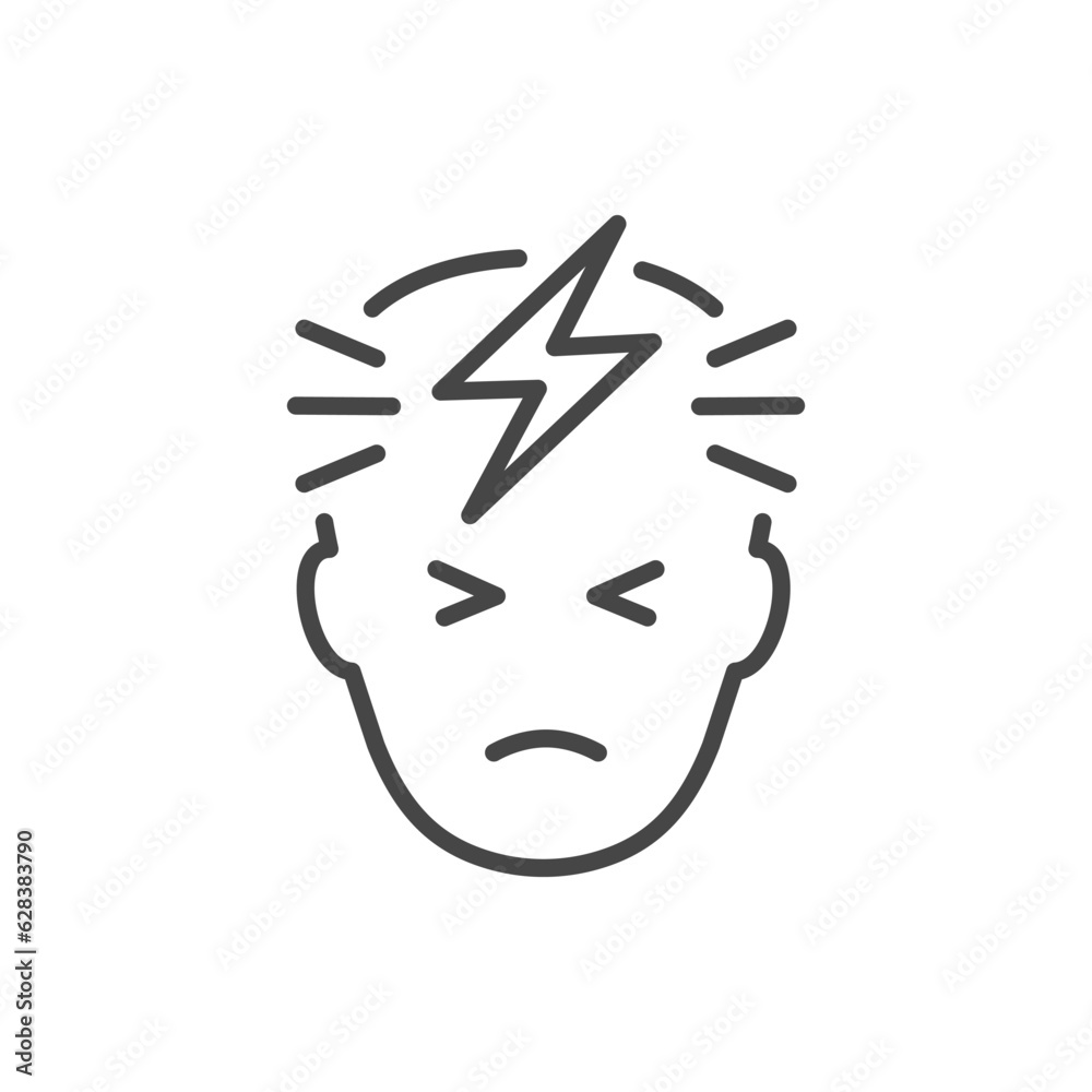 Headache icon. Vector illustration isolated on white. Headache icon. Vector illustration isolated on white.