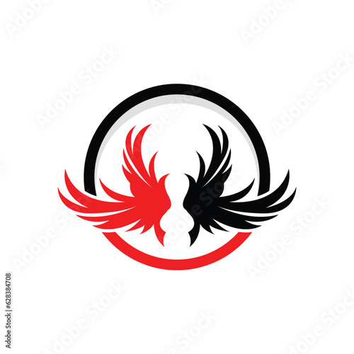 Wing Logo Design, Vector Eagle Falcon Wings, Beauty Flying Bird, Illustration Symbol © Arya19