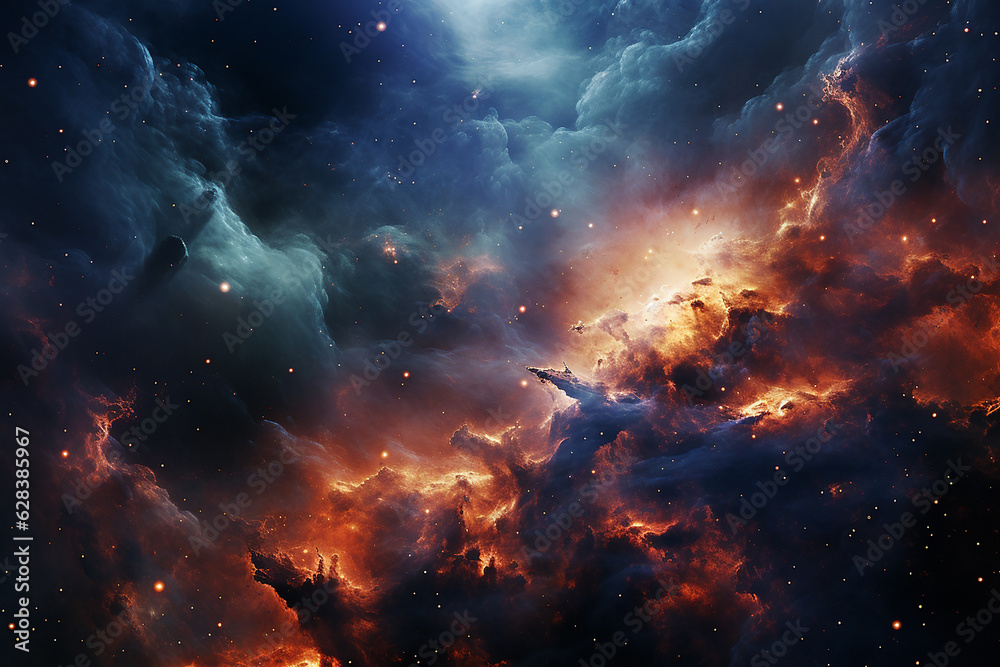 Beautiful Outer Space View with Nebula Light and Galaxy in Universe