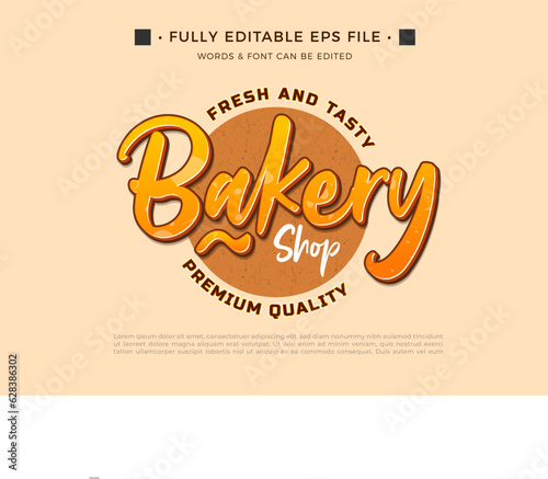 Bakery shop label with text effect editable