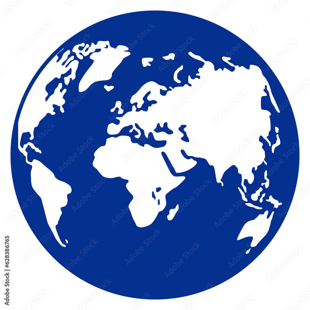 World Map on Globe Silhouette, can use for Icon, Symbol, App, Website, Pictogram, Logo Type, Art Illustration or Graphic Design Element. Vector Illustration