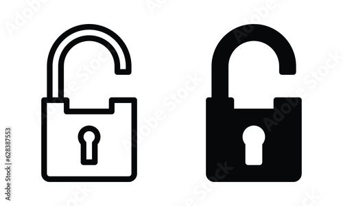 Unlock icon with outline and glyph style.