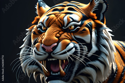 a roaring tiger.Generative AI © hippopo
