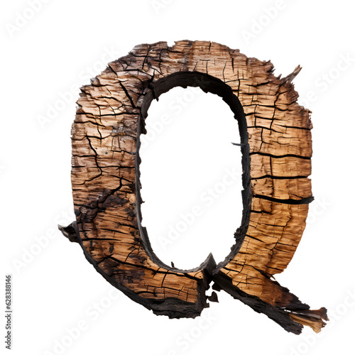 A Letter alphabet fonts made of old oak, burnt oak, many cracks