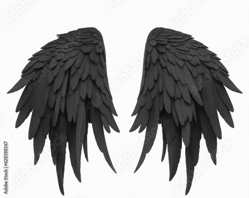 black angel wings isolated on white background Generative AI