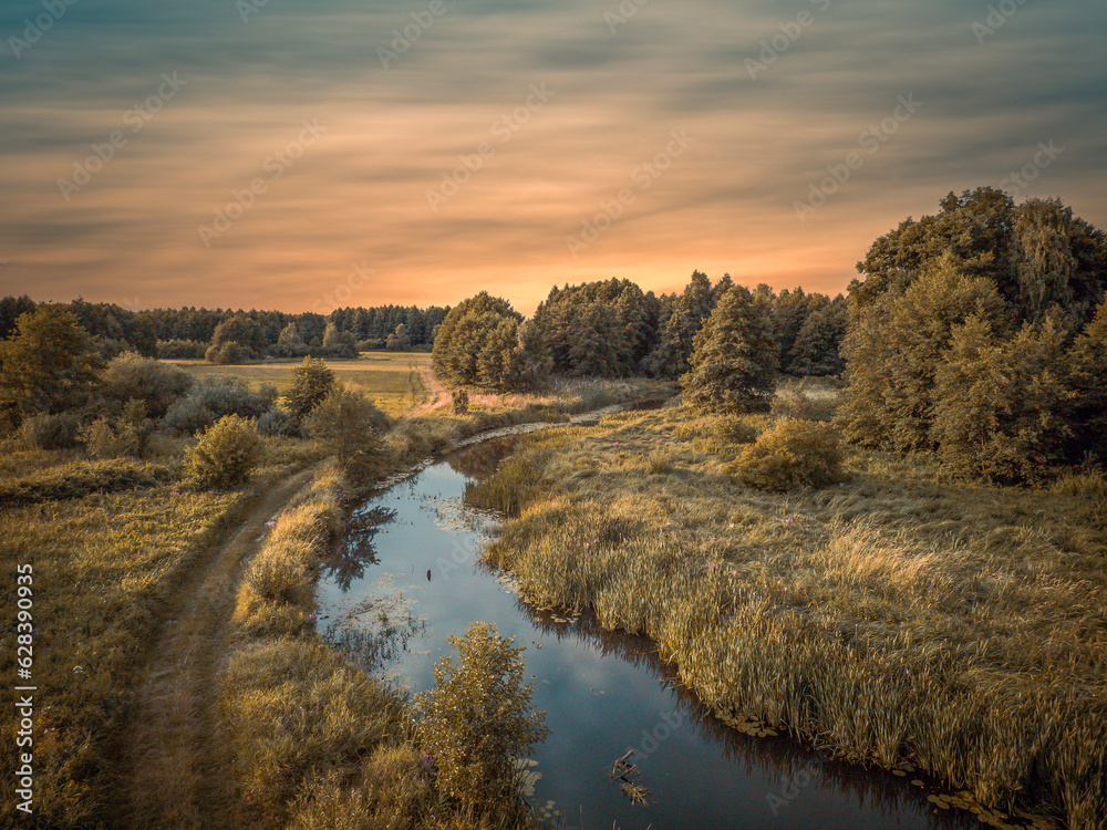 The small winding river Grabia in central Poland.