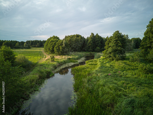 The small winding river Grabia in central Poland.