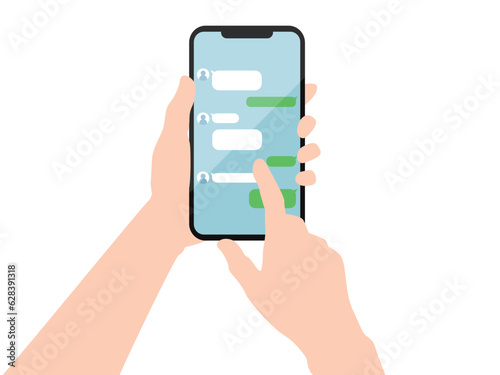 スマホでメッセージ送る手元のイラスト