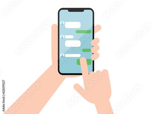 スマホでメッセージ送る手元のイラスト