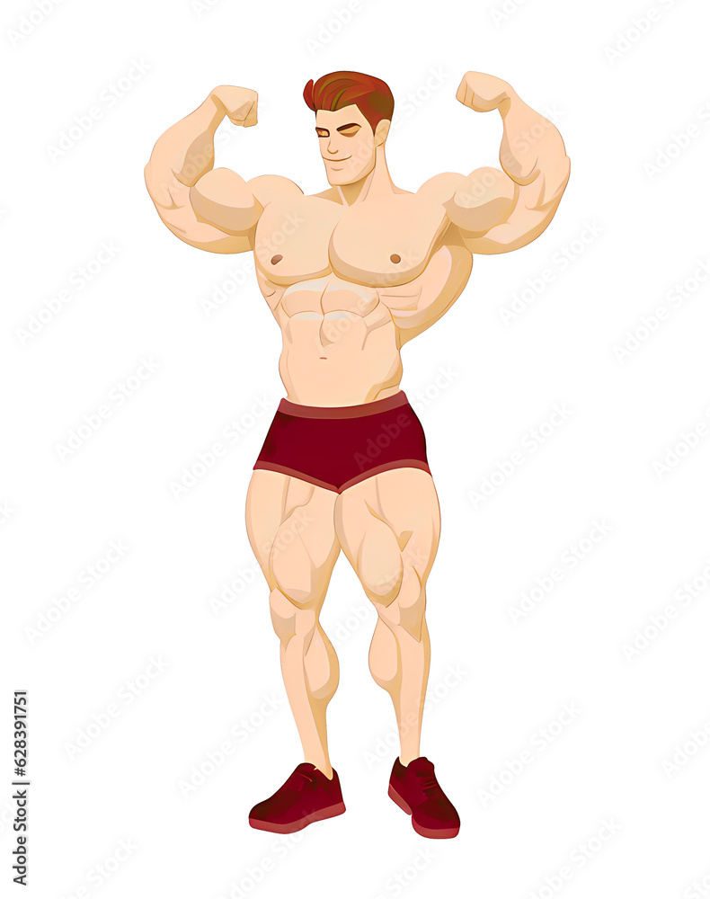 Bodybuilder man vector illustration, transparent png, Generative AI Bodybuilder man vector illustration, transparent png, Generative AI