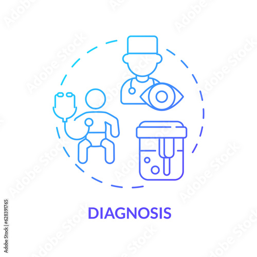 Diagnosis blue gradient concept icon. Disease symptom. Laboratory test. Childhood illness. Health care. Medical consultation abstract idea thin line illustration. Isolated outline drawing