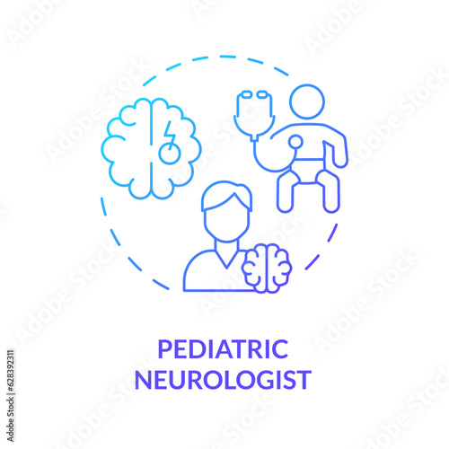 Pediatric neurologist blue gradient concept icon. Nervous system. Brain doctor. Neurological disorder. Child development. Medical care abstract idea thin line illustration. Isolated outline drawing