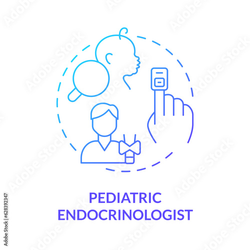 Pediatric endocrinologist blue gradient concept icon. Endocrine system. Hormonal imbalance. Children doctor. Medical center abstract idea thin line illustration. Isolated outline drawing