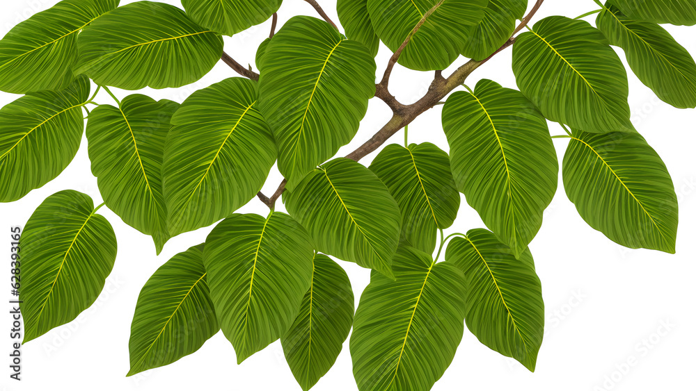 Naklejka premium Tropical green foliage seamless pattern on white backdrop for background