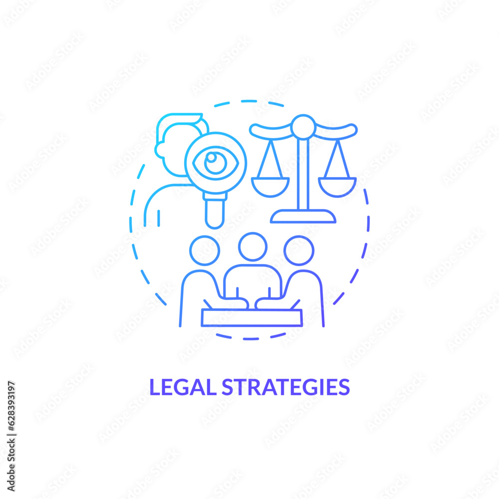 Gradient legal strategies icon concept, isolated vector, lobbying government thin line illustration. Gradient legal strategies icon concept, isolated vector, lobbying government thin line illustration.