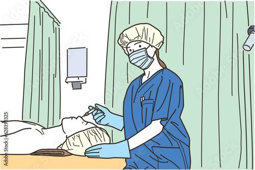 男性患者に手術をする女性医師