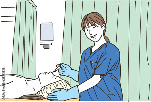 男性患者に手術をする女性医師