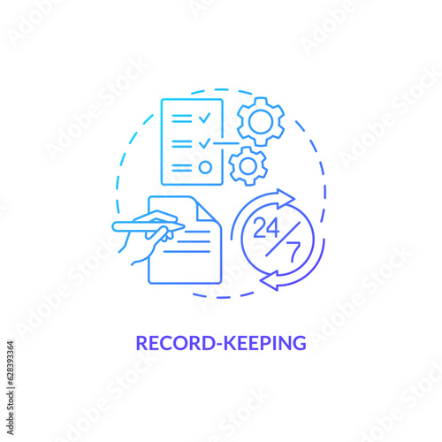 Gradient record keeping icon concept, isolated vector, lobbying government thin line illustration.
