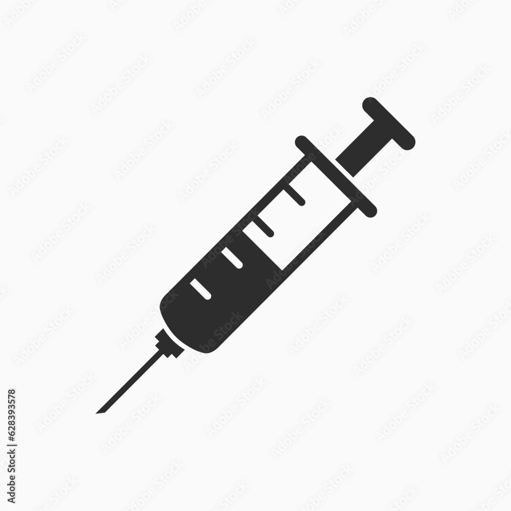 Syringe Icon Vector black and white. Doctors often use syringes to prevent and treat malignant diseases. Syringe Icon Vector black and white. Doctors often use syringes to prevent and treat malignant diseases.