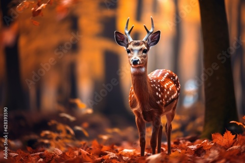 Fallow deer in autumn forest