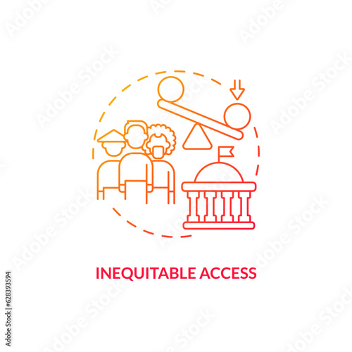 Gradient inequitable access icon concept, isolated vector, lobbying government thin line illustration.