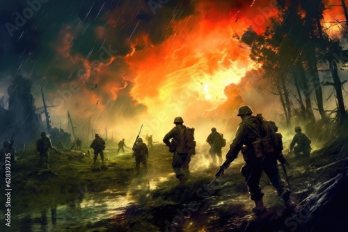 Illustration of a soldier at war