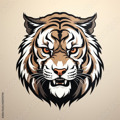 Illustration of a tiger head. Tiger head logo.