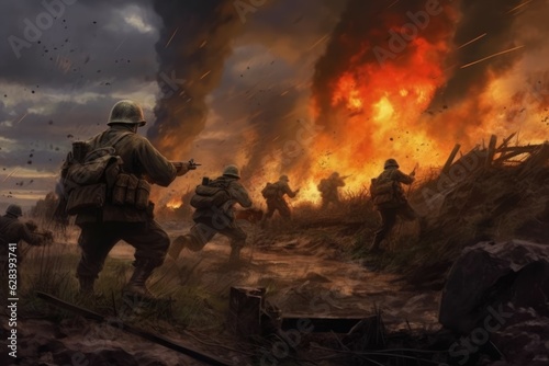 Illustration of a soldier at war