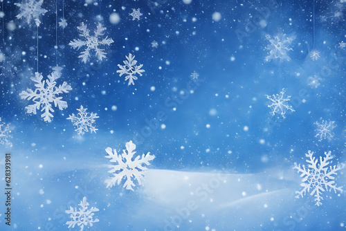 Blue Christmas snow sparkling background Ai Generated © MdAl