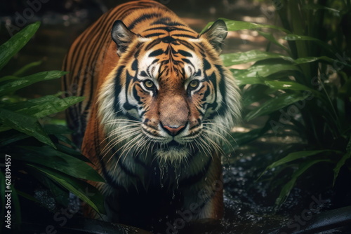 Tiger in the forest, animal wildlife.  © kheat