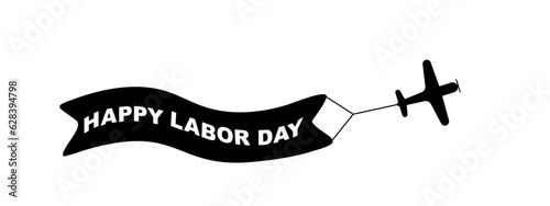 USA Labor Day banner with plane isolated illustration