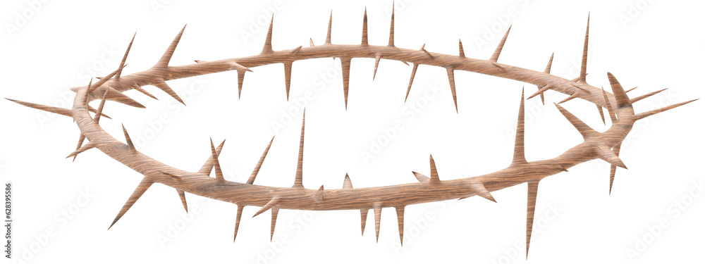 Fototapeta premium a 3D artwork of the Crown of Thorns worn by Jesus. This piece will be used for designing modern visual art publications related to Christianity, the suffering of Christ, and religious theme