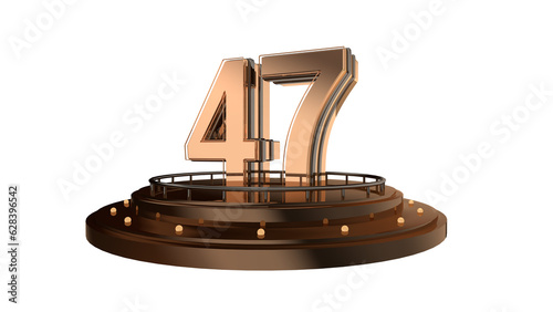 Creative gold 3d number 47