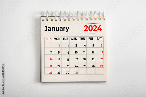January 2024. One page of annual business monthly calendar on white background. reminder, business planning, appointment meeting and event