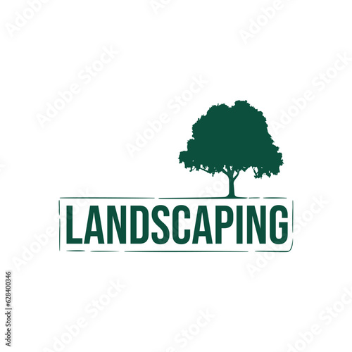 Tree landscaping logo design vector.