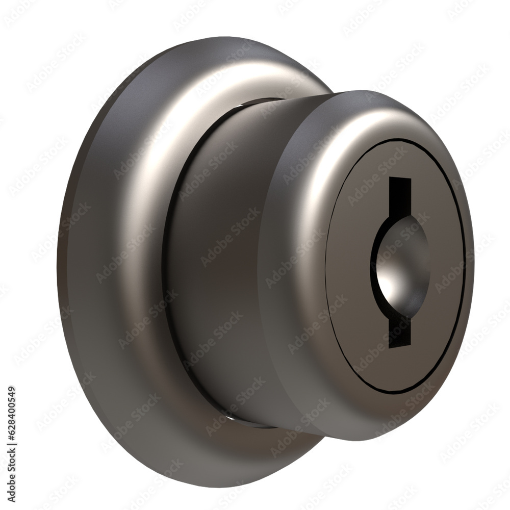 Realistic 3d File Cabinet Lock rendering, metal furniture, and interior design element 