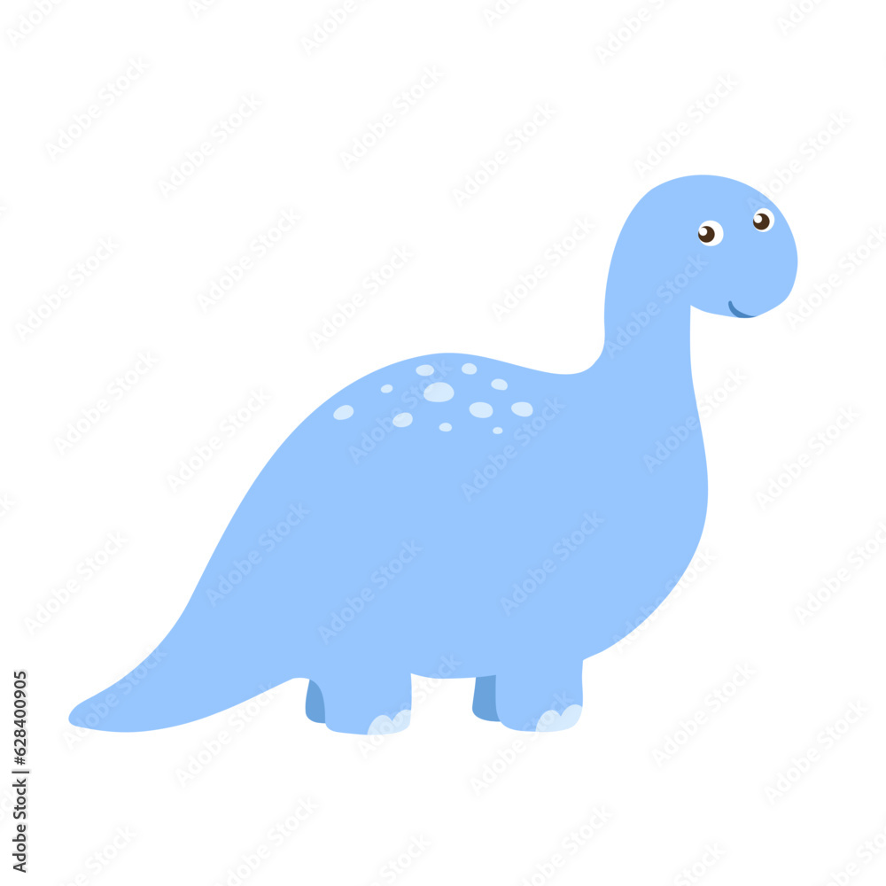 Cute little baby dinosaur. Vector colorful illustration isolated on white background for kids